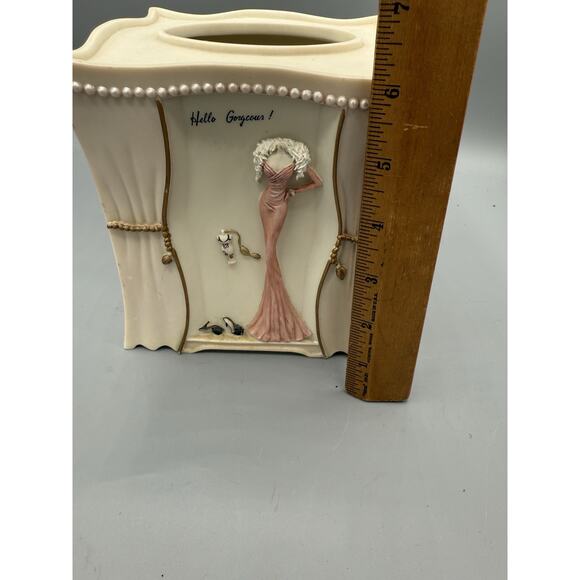Glam Ceramic Tissue Box Cover ~ “Hello Gorgeous” / “B is for Bombshell” Vanity - Picture 7 of 8